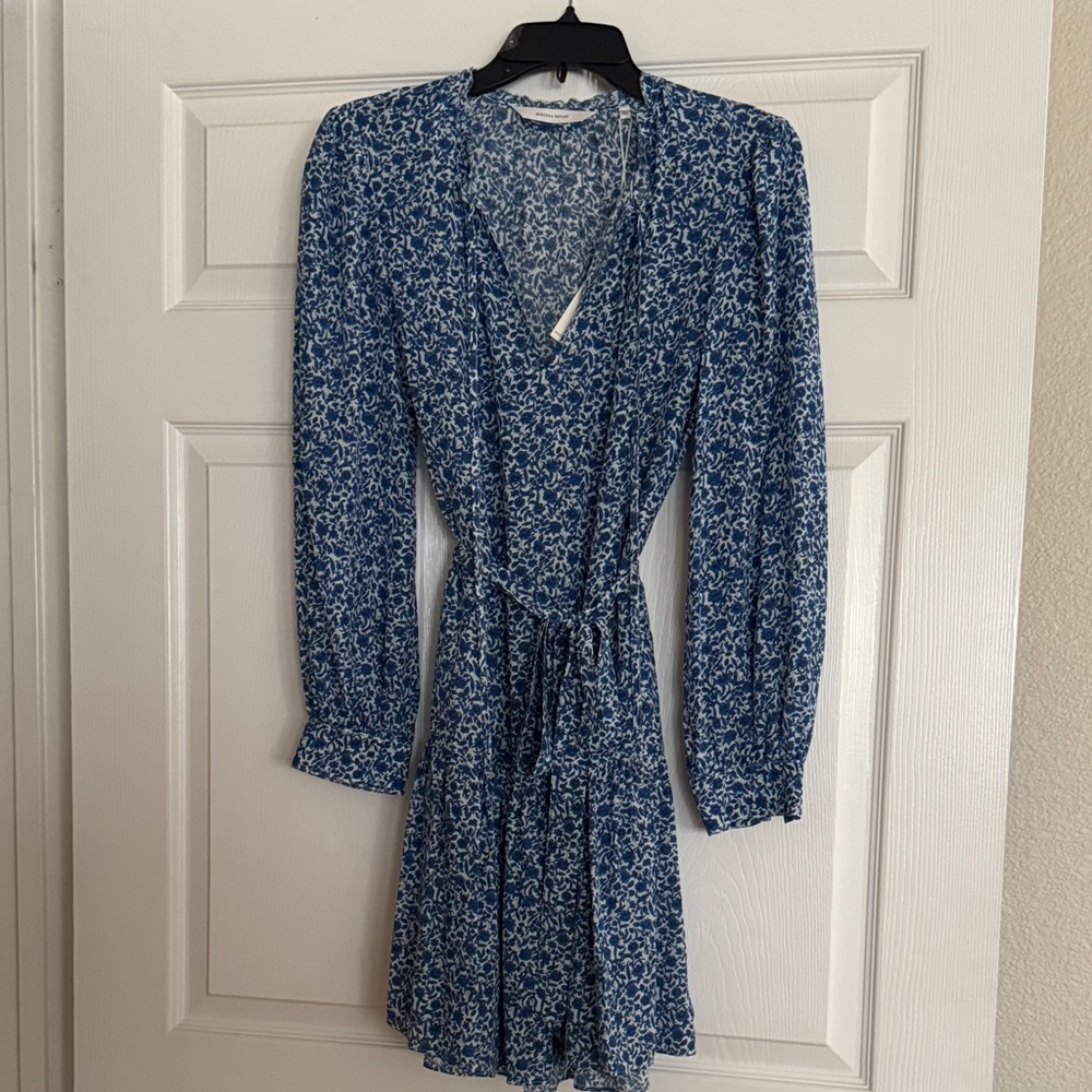 NWT Rebecca Taylor Blue Floral Wrap Dress